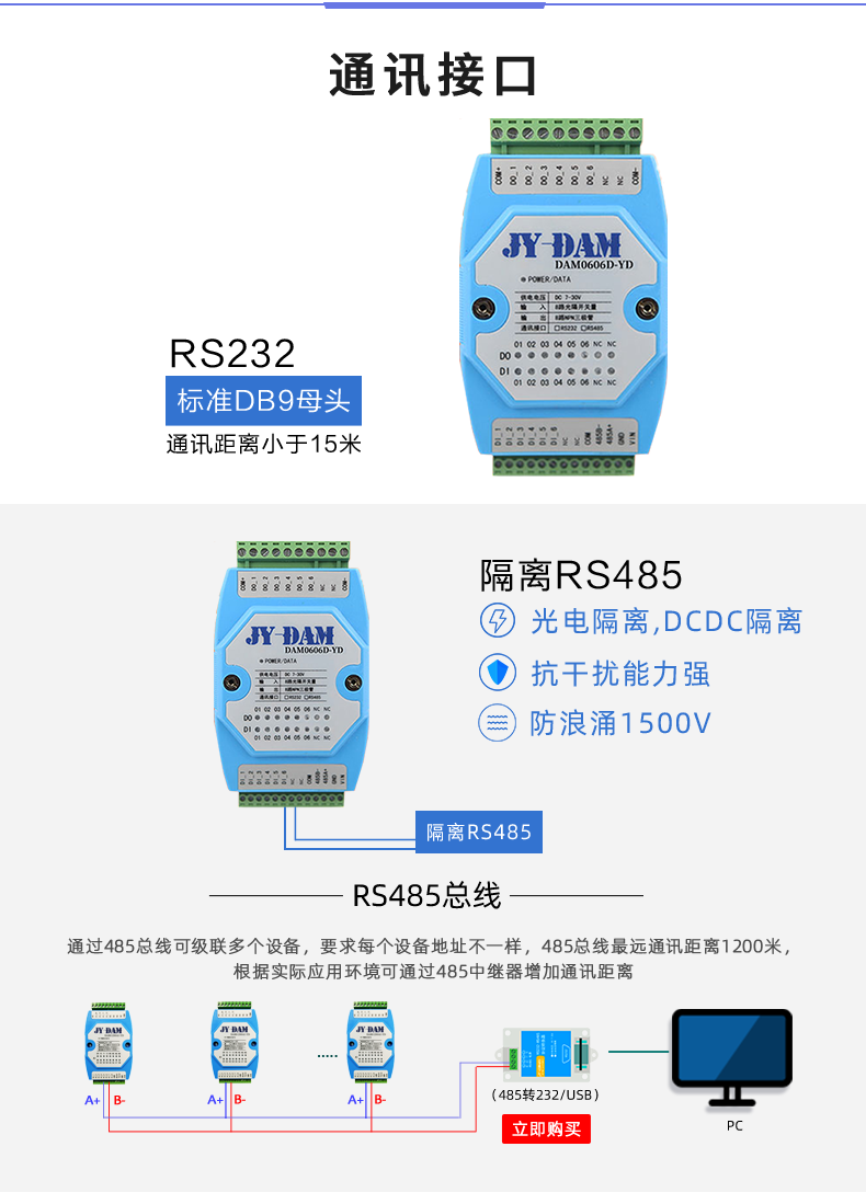 DAM-0606D-YD 工業(yè)級I/O模塊通訊接口 DAM-0606D-YD 工業(yè)級I/O模塊通訊接口