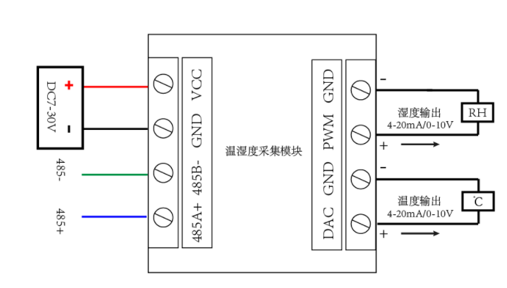 溫濕度傳感器 JY-WS2-ARS-E 接線圖 溫濕度傳感器 JY-WS2-ARS-E 接線圖