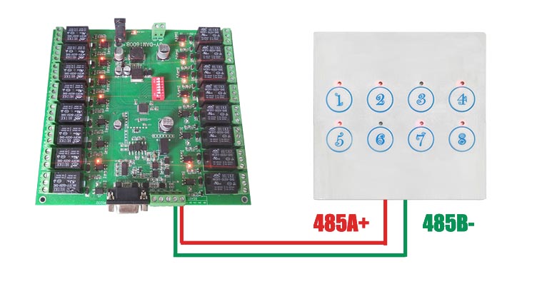 8路按鍵板485通訊接線 8路按鍵板485通訊接線